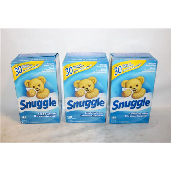 LOT OF 3 SNUGGLE DRYER SHEETS 120 COUNT / BOX