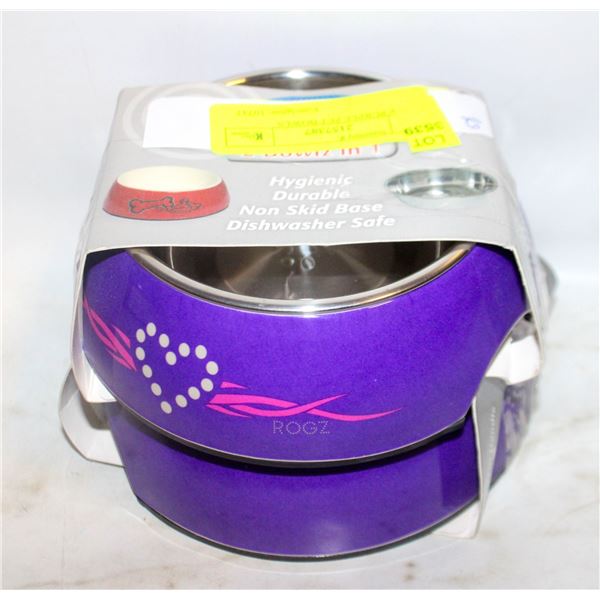 2 NEW PURPLE PET BOWLS