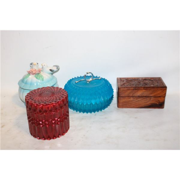 4 VINTAGE MINI KEEPSAKE CANISTERS