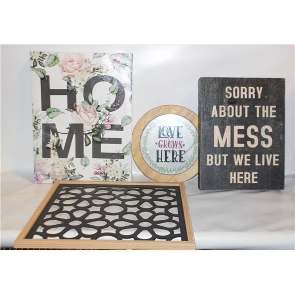COLLECTION OF HOME THEMED WALL ART