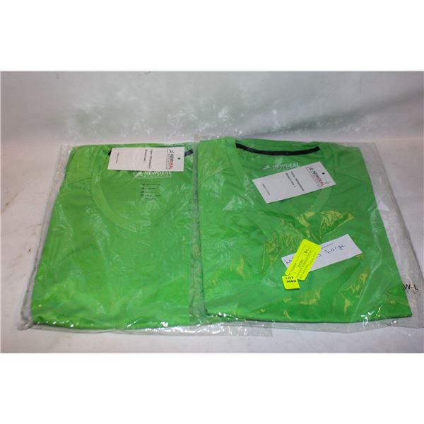 LOT OF 2 NEW WOMENS ATHLETIC SHIRTS GREEN SIZE
