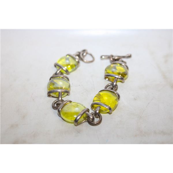 SILVER PLATED GLASS BEAD TOGGLE CLASP