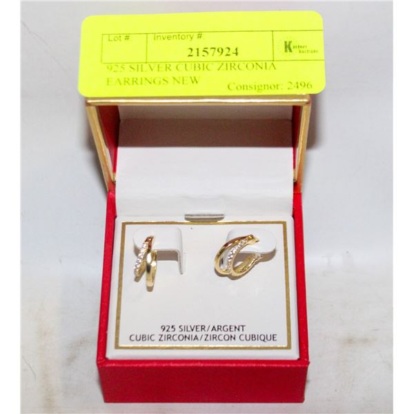 925 SILVER CUBIC ZIRCONIA EARRINGS NEW