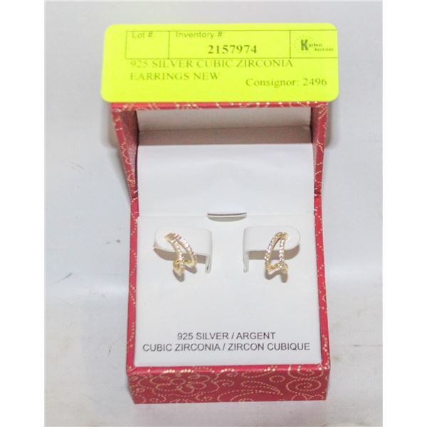 925 SILVER CUBIC ZIRCONIA EARRINGS NEW