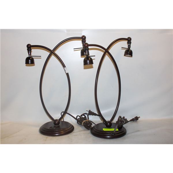 2 DUAL TABLE LAMPS WITH SWITCHES