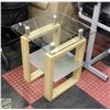 Image 1 : 2 TIER GLASS AND WOOD OCCASIONAL TABLE