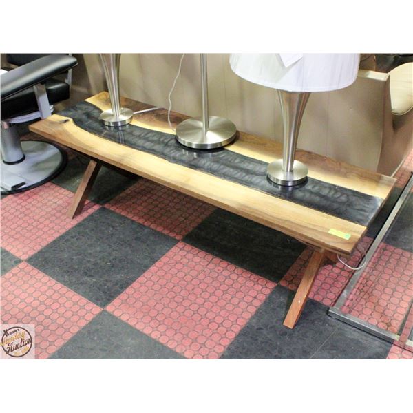 SOLID WOOD AND RESIN TOP COFFEE/OCCASIONAL
