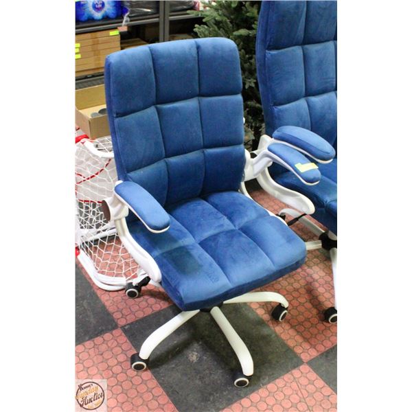 NEW VELVET HOME OFFICE CHAIR BLUE - SIZE SMALL