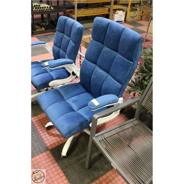 NEW VELVET HOME OFFICE CHAIR BLUE - SIZE LARGE