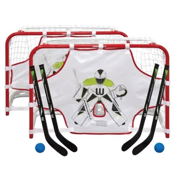 NEW WINNWELL SMALL HOCKEY NET SET WITH 4 MINI