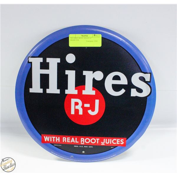 TIN HIRES ROOT JUICES 12" DIAMETER