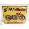 Image 1 : TIN 1934 INDIAN MOTORCYCLES 16" X 12"