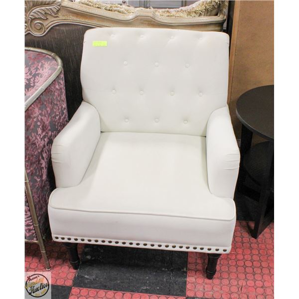 OFF-WHITE STUDDED FRAME ACCENT ARM CHAIR