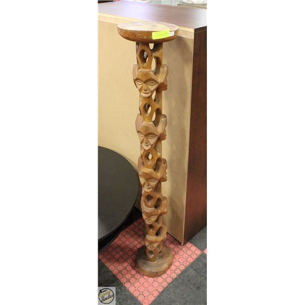 CARVED TEAK PLANT STAND 53" TALL