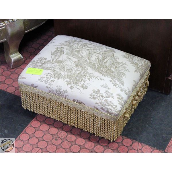 ESTATE TASSLED 7 INCH TALL SMALL RECTANGULAR STOOL