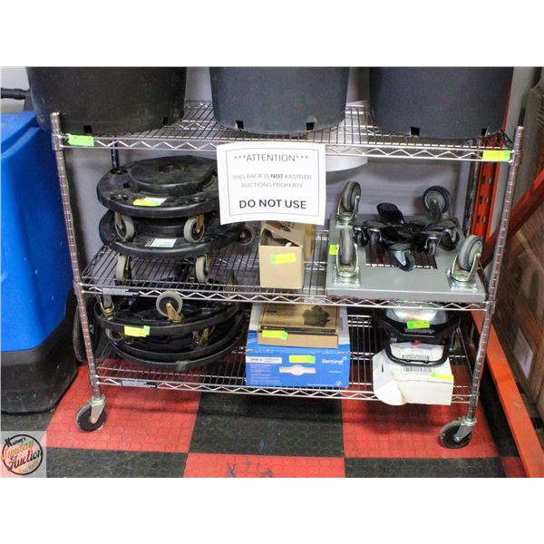 COMMERCIAL STAINLESS STEEL RACK ON CASTORS