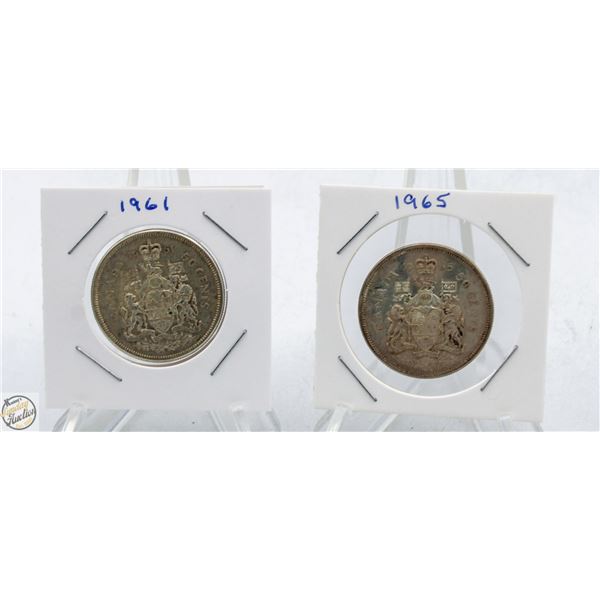 1961, 1965 CANADIAN 50 CENT PIECES - SILVER