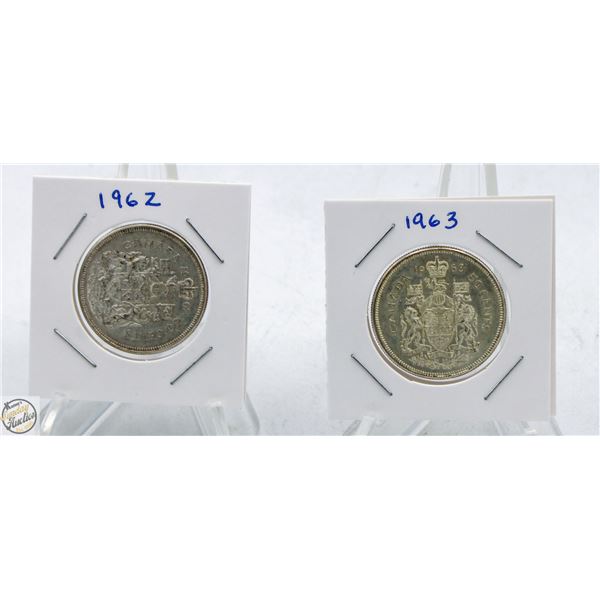 1962, 1963 CANADIAN 50 CENT PIECES - SILVER