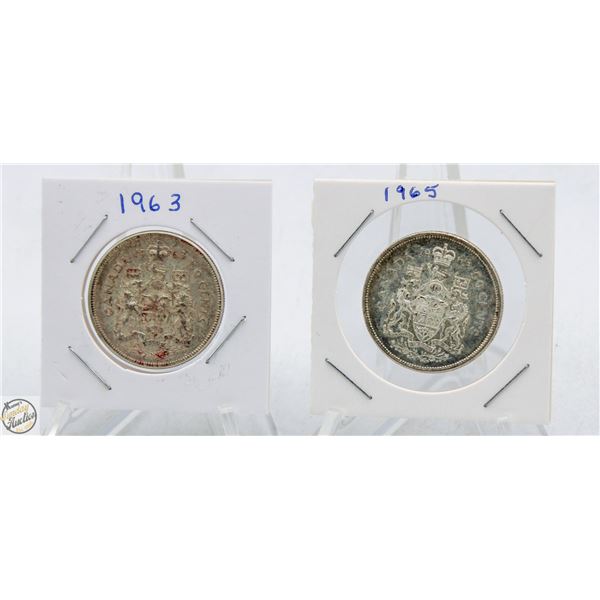 1963, 1965 CANADIAN 50 CENT PIECES - SILVER