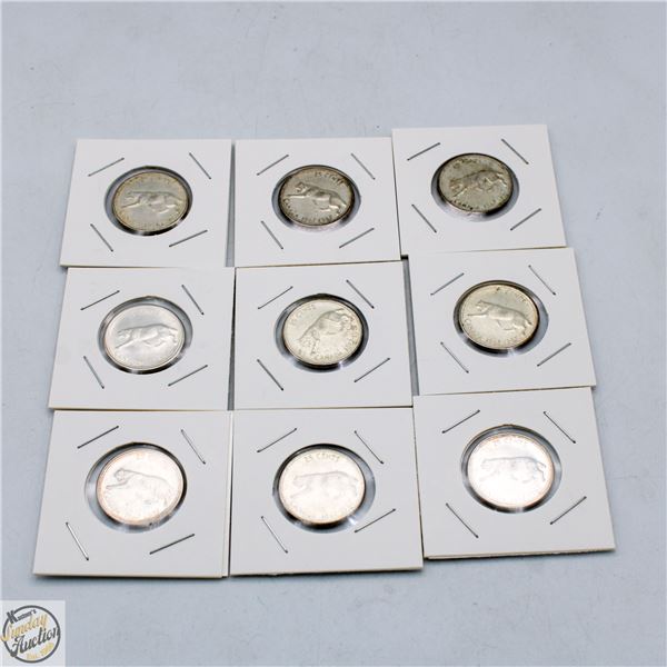 9 EA. CANADIAN 25 CENTS 1867 - 1967