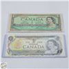 Image 1 : 2 CANADIAN $1 BILLS 1954 + 1973