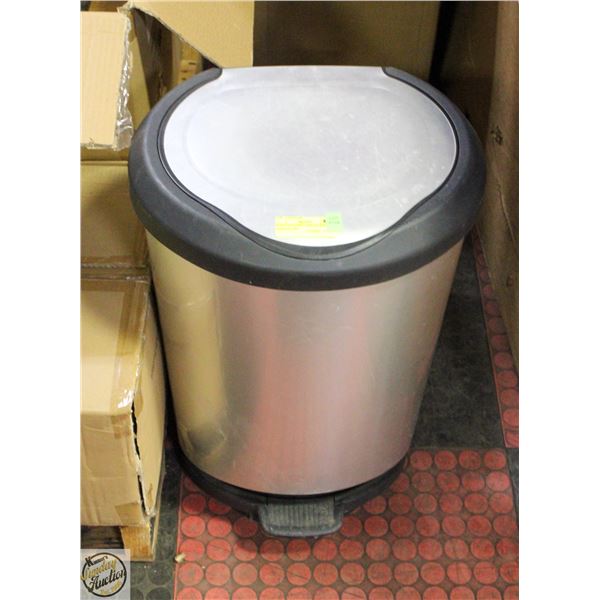 USED STAINLESS STEEL STEP TO OPEN GARBAGE BIN