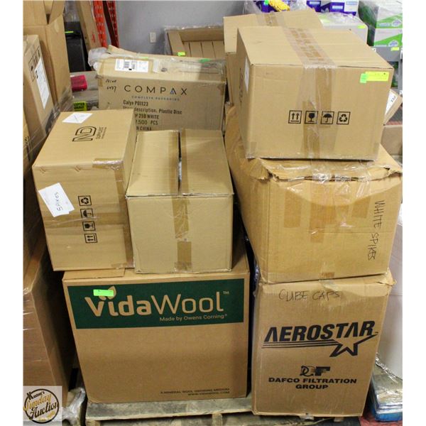 PALLET OF WHITE SPIKES AND CUBE CAPS