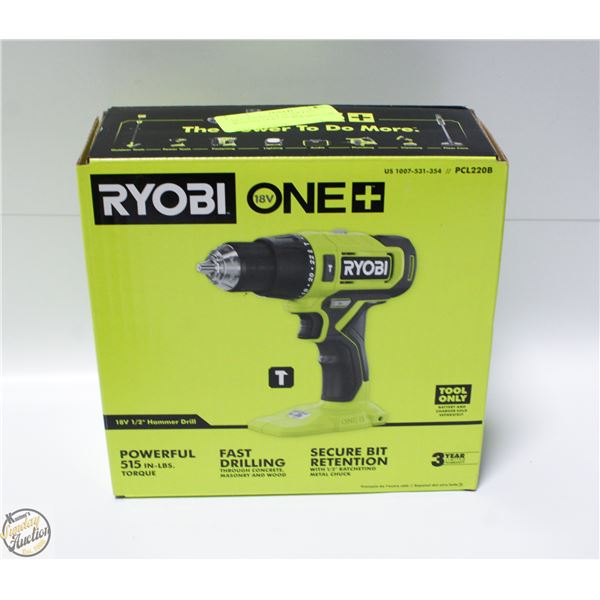 NEW RYOBI ONE 18 VOLT 1/2 HAMMER DRILL MODEL