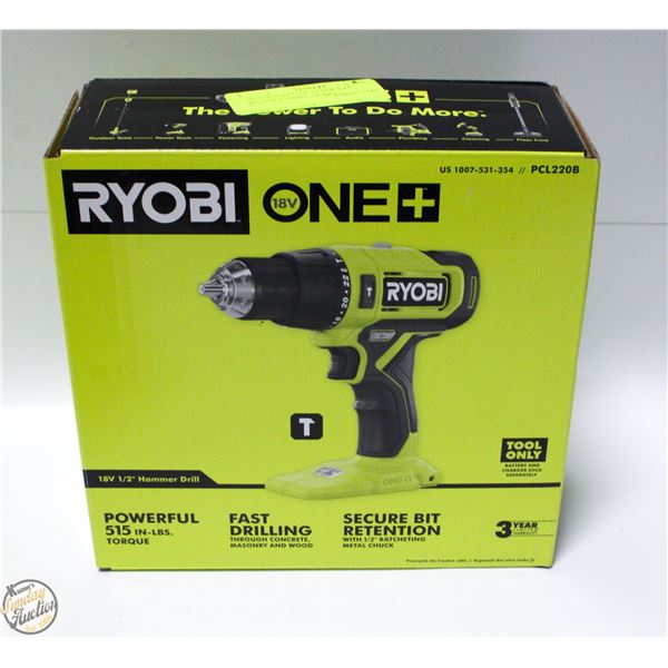 NEW RYOBI ONE 18 VOLT 1/2 HAMMER DRILL MODEL