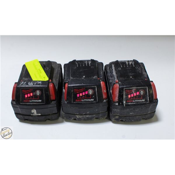 3 MILWAUKEE 18V BATTERIES