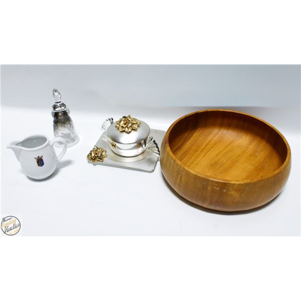 SOLID WOOD CARVED BOWL 10 INCH DIAMETER +