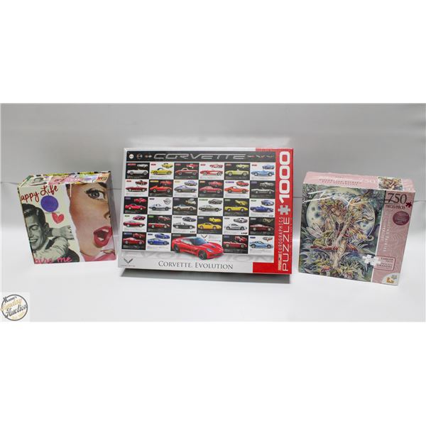 NEW 1000PC CORVETTE PUZZLE + 2 ADDITIONAL PUZZLES