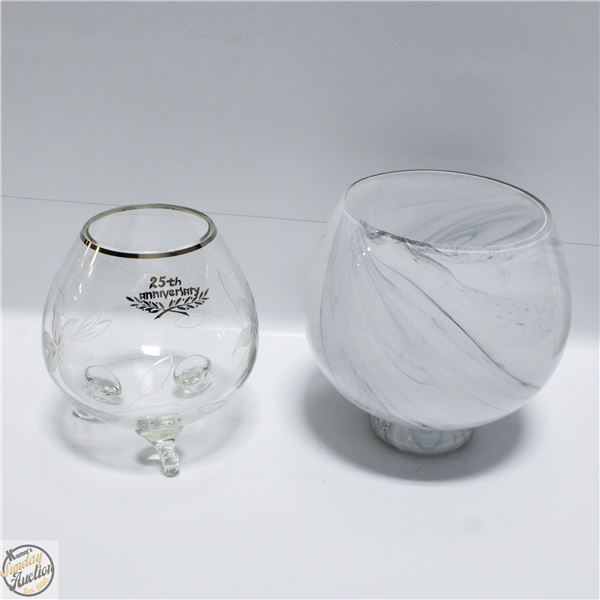 ESTATE CRYSTAL FLORAL TRI FOOTED VASE +