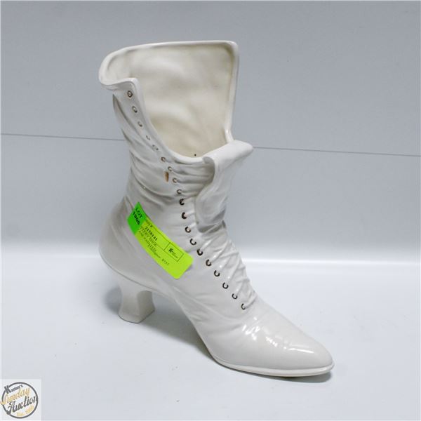 ESTATE POTTERY SHOE PLANTER/VASE H-9.5" PAINTED