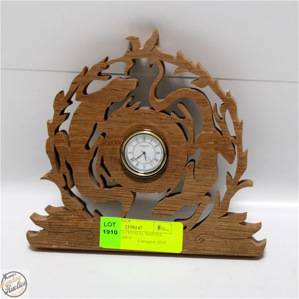 WATERFORD CRYSTAL MANTEL CLOCK WOODEN 7" TALL