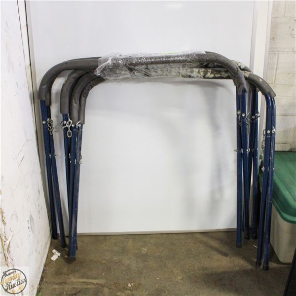 THREE METAL SAWHORSES, ADJUSTABLE.