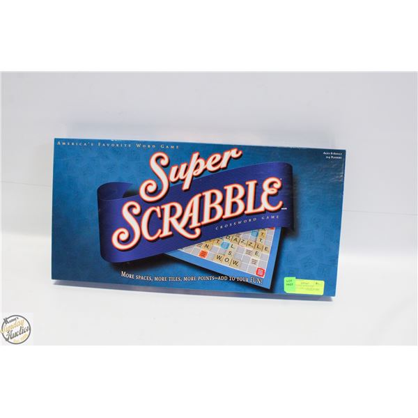 NEW ORIGINAL BOX SUPER SCRABBLE GAME LARGER BOARD