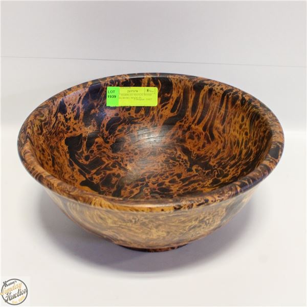 11" X 6" MARBLED MANGO WOOD SERVING BOWL MADE IN