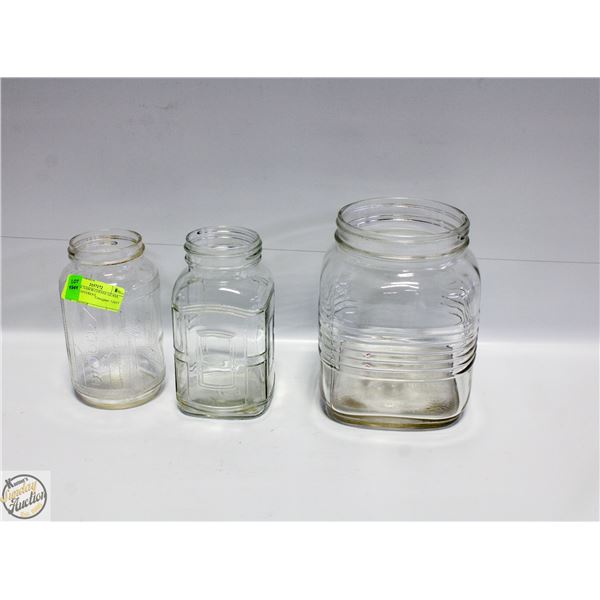 VINTAGE NABOB COFFEE GLASS JARS - 3 DIFFERENT