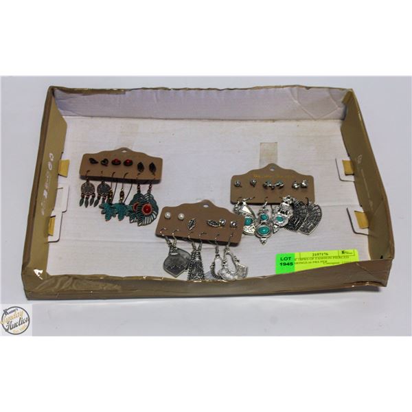 NEW 18PRS OF FASHION PIERCED EARRINGS (6 PRS PER