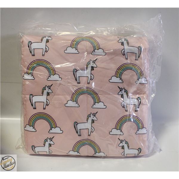 3LB WEIGHTED BLANKET PINK UNICORN+RAINBOW