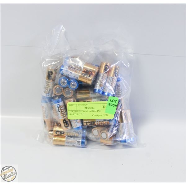 25X2 PKS = 50 AA ALKALINE BATTERIES