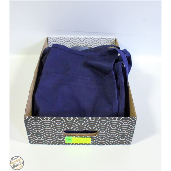 12 X CHEF WEAR NAVY BLUE POCKETED APRONS