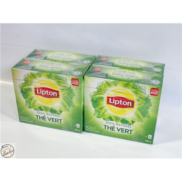 4 X 100PK GREEN TEA BAGS. LIPTON PAST THE BB 3/25
