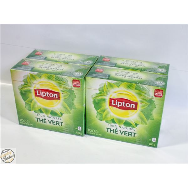 4 X 100PK GREEN TEA BAGS. LIPTON PAST THE BB 3/25