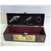 Image 1 : DECORATIVE WOODEN WINE BOX+CORK SCREW+DECANTER