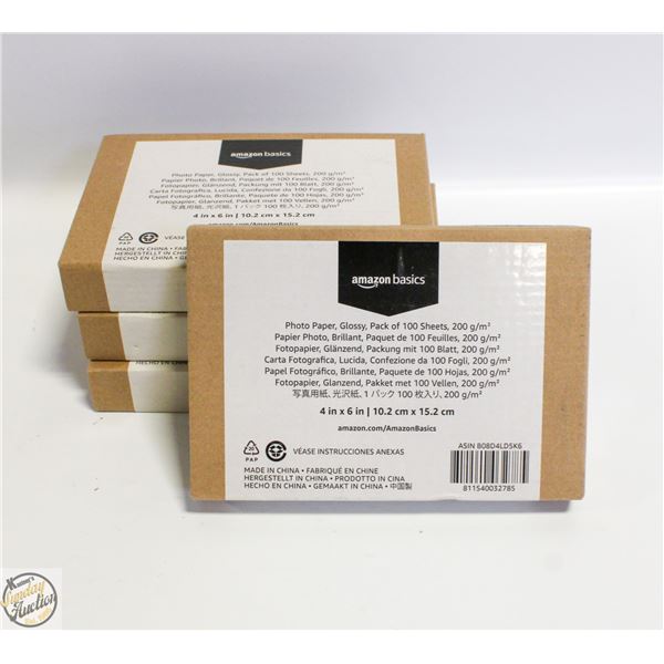 4 X BOXES 4X6” PHOTO PAPER AMAZON BASICS