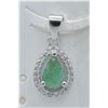Image 1 : #124-NATURAL GREEN EMERALD & CZ PENDANT