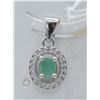 Image 1 : #120-NATURAL GREEN EMERALD & CZ PENDANT
