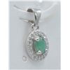 Image 2 : #120-NATURAL GREEN EMERALD & CZ PENDANT